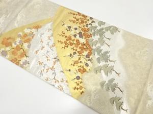 引箔　遠山に松・梅・紅葉模様織り出し　袋帯